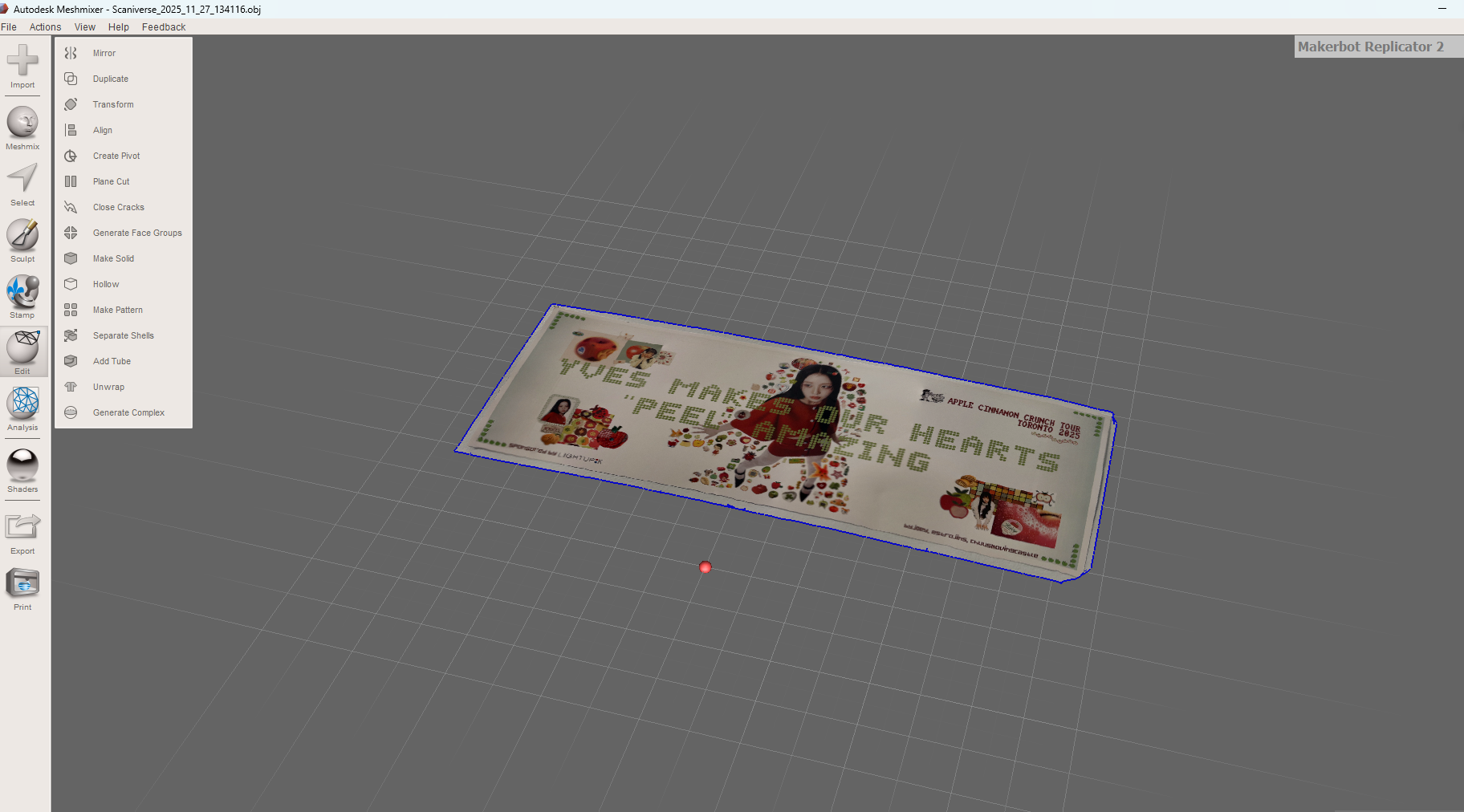 inputted my wall print because it was the simplest object I had